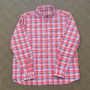 Vineyard Vines On-The-Go Performance Red and Blue Plaid Shirt